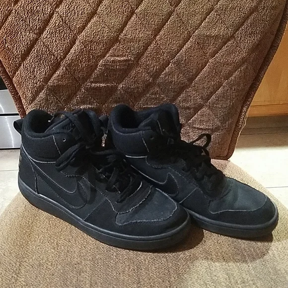 Nike Court Borough Mid Black Lace Up Sneakers Shoes